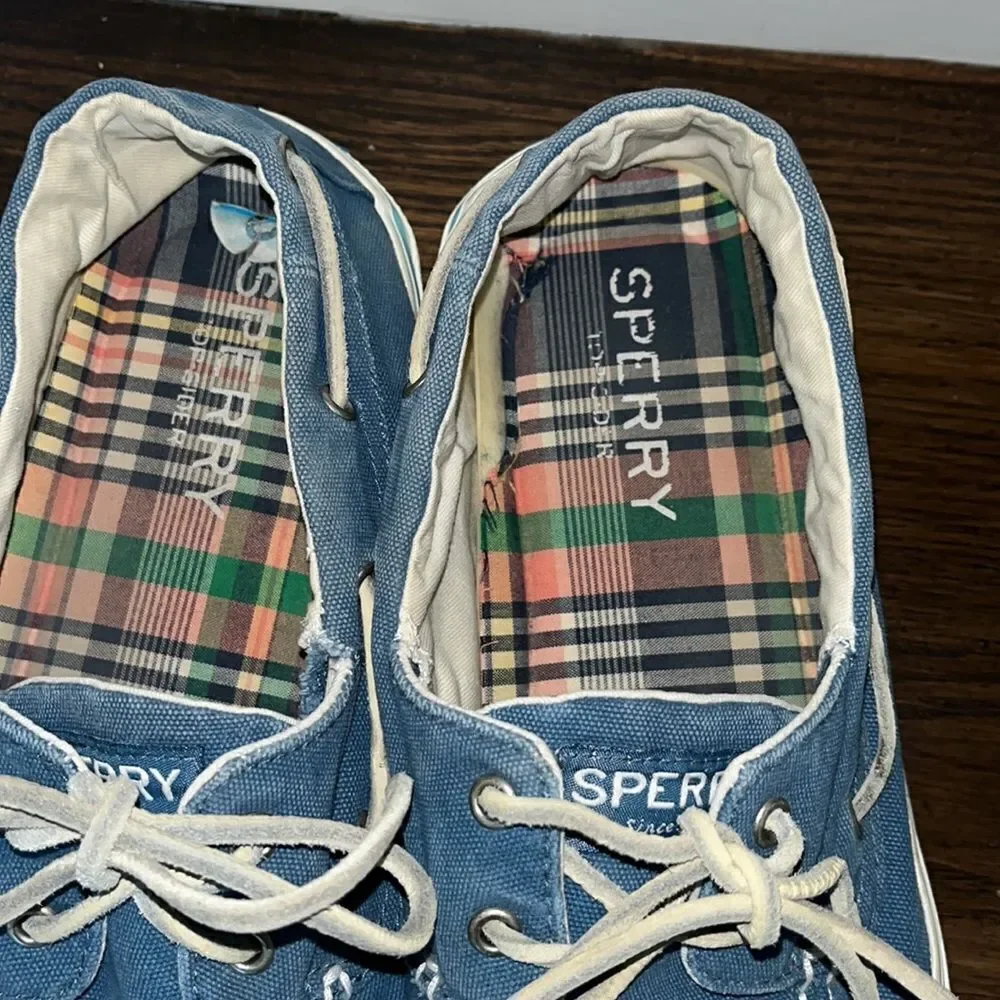 Sperry Topsider Halyard blue chambray sailboat canvas boat yacht deck shoes 10